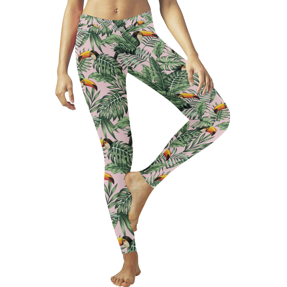 Toucan tropical green jungle palm pattern Women's Legging Fulfilled In US