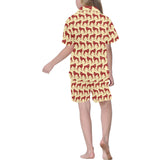 Greyhound Pattern Print Design 04 Kids' Boys' Girls' V-Neck Short Pajama Set