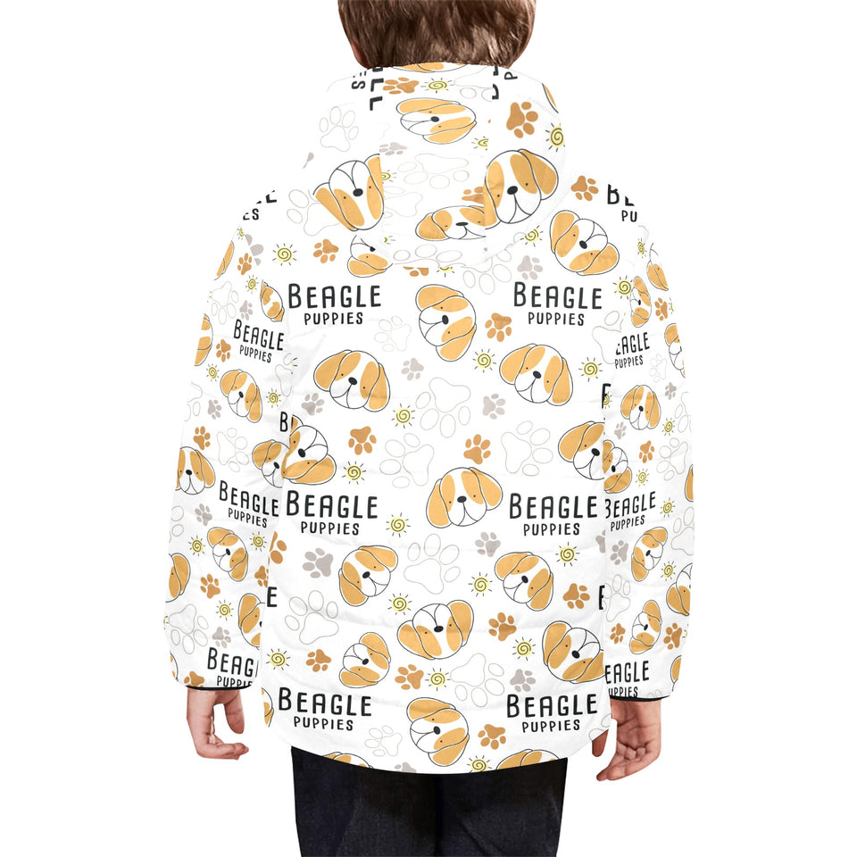 Cute beagle dog pattern background Kids' Boys' Girls' Padded Hooded Jacket