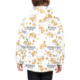 Cute beagle dog pattern background Kids' Boys' Girls' Padded Hooded Jacket