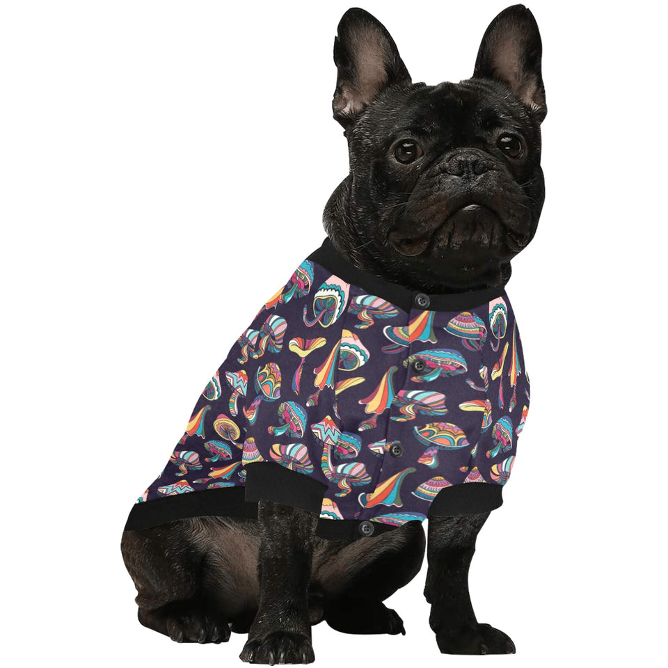 Colorful mushroom pattern All Over Print Pet Dog Round Neck Fuzzy Shirt