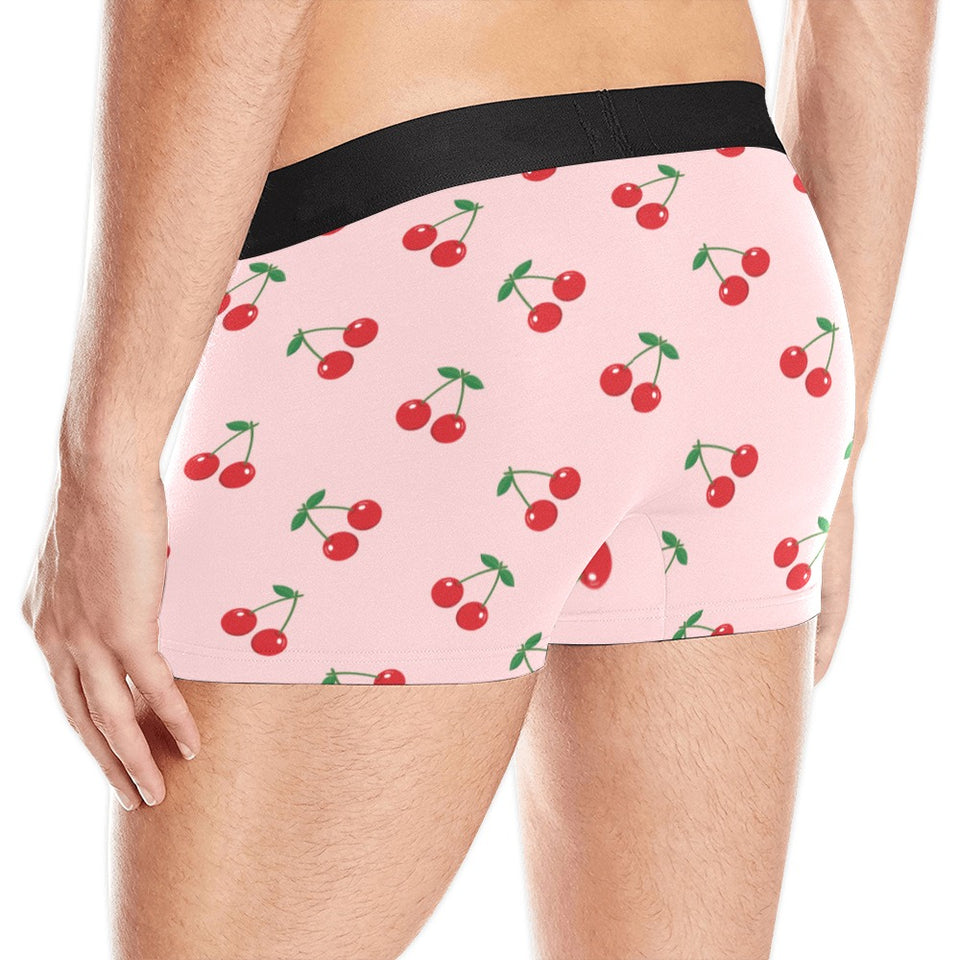 cherry pattern pink background Men's All Over Print Boxer Briefs Men's Underwear