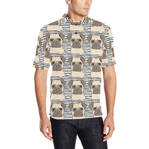 Happy pug pattern Men's All Over Print Polo Shirt