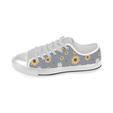 Cute hamster sunflower pattern background Men's Low Top Canvas Shoes White