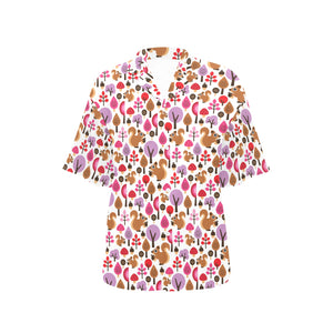 Squirrel Pattern Print Design 02 Women's All Over Print Hawaiian Shirt
