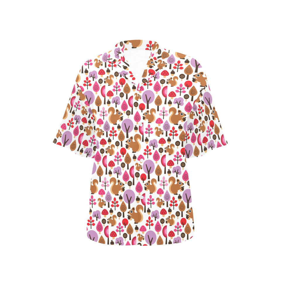 Squirrel Pattern Print Design 02 Women's All Over Print Hawaiian Shirt