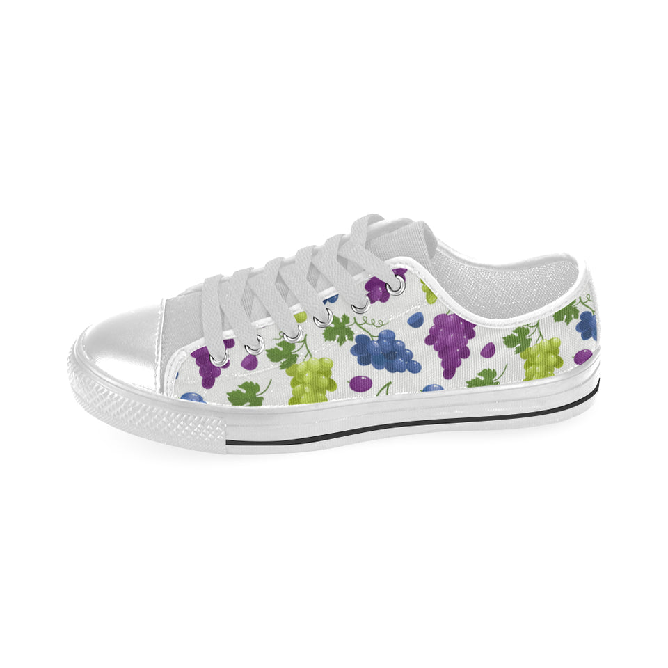 Grape pattern Men's Low Top Shoes White