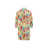 Colorful ice cream pattern Men's Long Sleeve Belted Night Robe