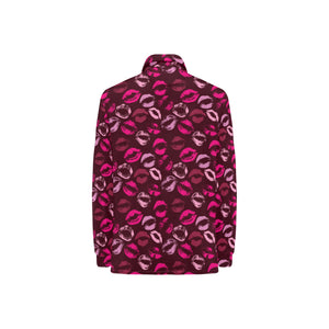Lips Pattern Print Design 03 Women's Long Sleeve Polo Shirt
