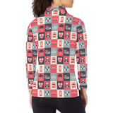 British Pattern Print Design 05 Women's Long Sleeve Polo Shirt