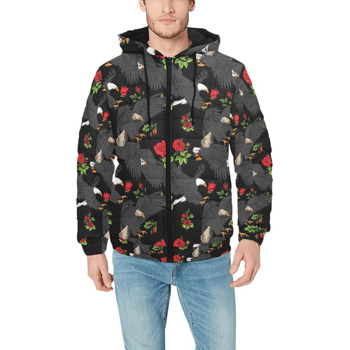 Eagle Pattern Print Design 04 Men's Padded Hooded Jacket