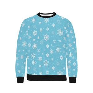 Snowflake pattern blue background Men's Crew Neck Sweatshirt
