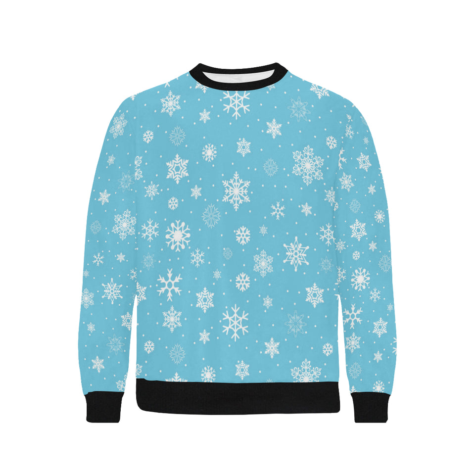 Snowflake pattern blue background Men's Crew Neck Sweatshirt