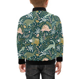 dinosaurs tropical leaves flower pattern Kids' Boys' Girls' Bomber Jacket