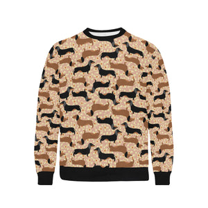 Dachshund floral background Men's Crew Neck Sweatshirt