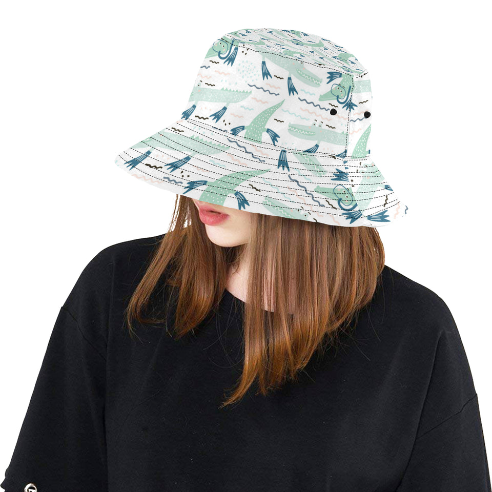 Crocodile diver pattern Unisex Bucket Hat