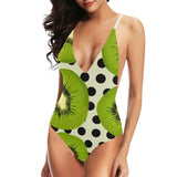 kiwi black dot background Women's One-Piece Swimsuit