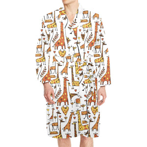 Giraffe Pattern Print Design 04 Men's Long Sleeve Belted Night Robe