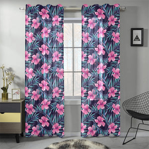 Hibiscus Pattern Print Design 05 Gauze Curtain