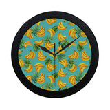 Banana Palm Leaves pattern background Elegant Black Wall Clock