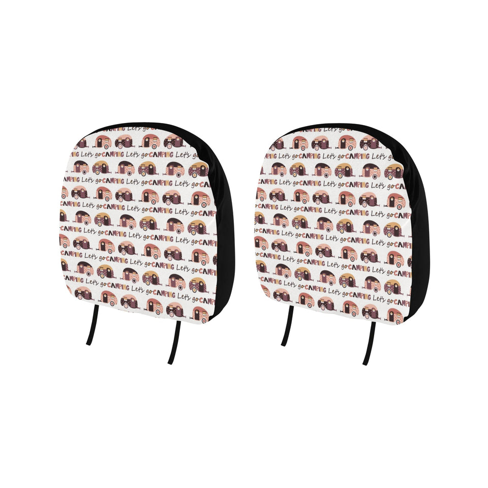 Camper Van Pattern Print Design 01 Car Headrest Cover