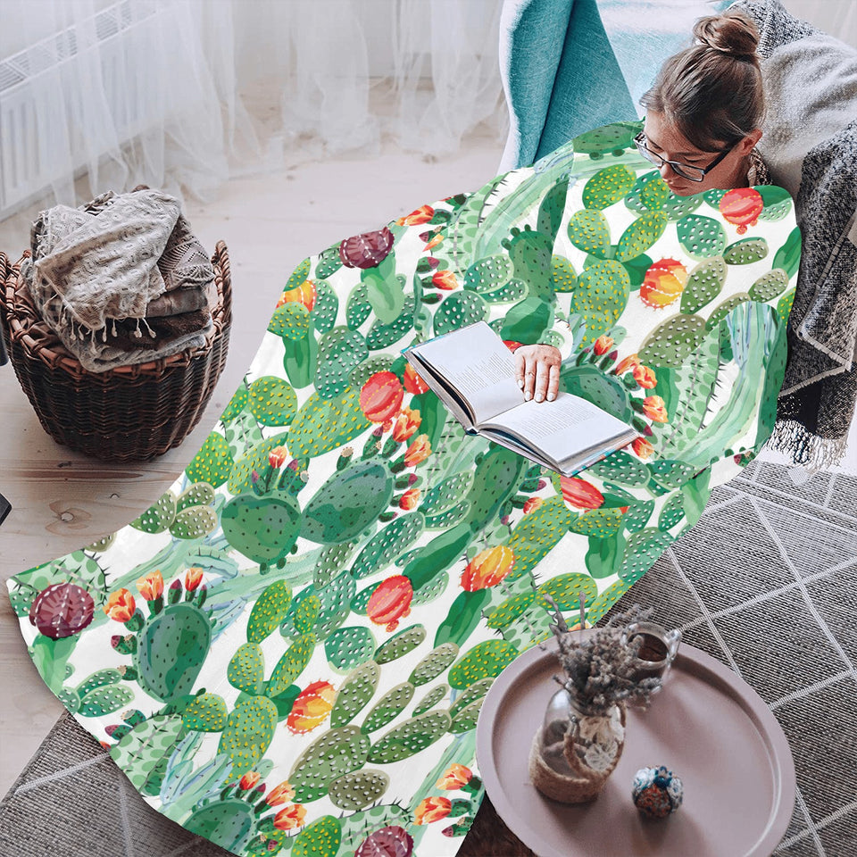 Cactus design pattern copy Blanket Robe with Sleeves