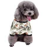 Monkey red hibiscus flower palm leaves floral patt All Over Print Pet Dog Round Neck Fuzzy Shirt