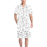 Music Notes Pattern Print Design 04 Men's V-Neck Short Pajama Set