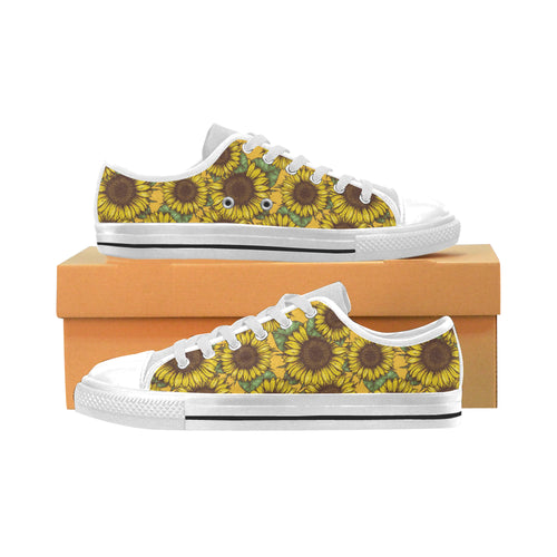 Sunflower pattern Men's Low Top Shoes White
