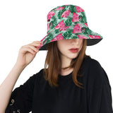 Watermelons tropical palm leaves pattern Unisex Bucket Hat