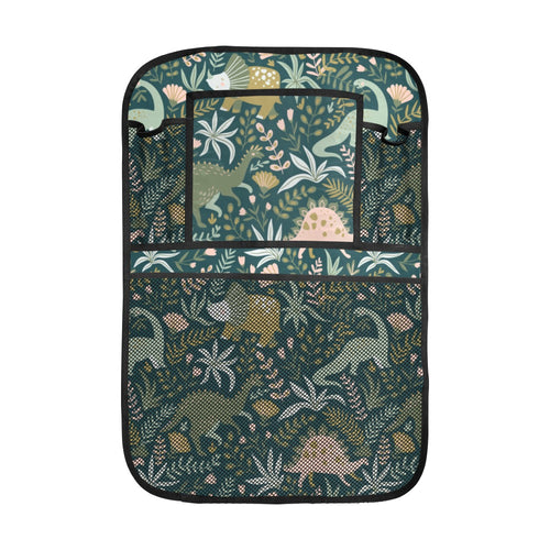 dinosaurs tropical leaves flower pattern Car Seat Back Organizer
