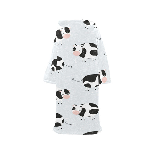 Cute cows pattern Blanket Robe with Sleeves
