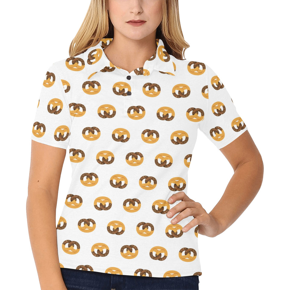 Pretzels Pattern Print Design 02 Women's All Over Print Polo Shirt