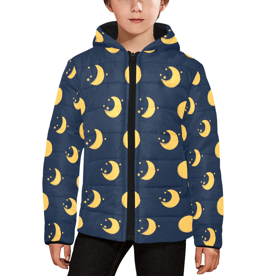 Moon star pattern Kids' Boys' Girls' Padded Hooded Jacket