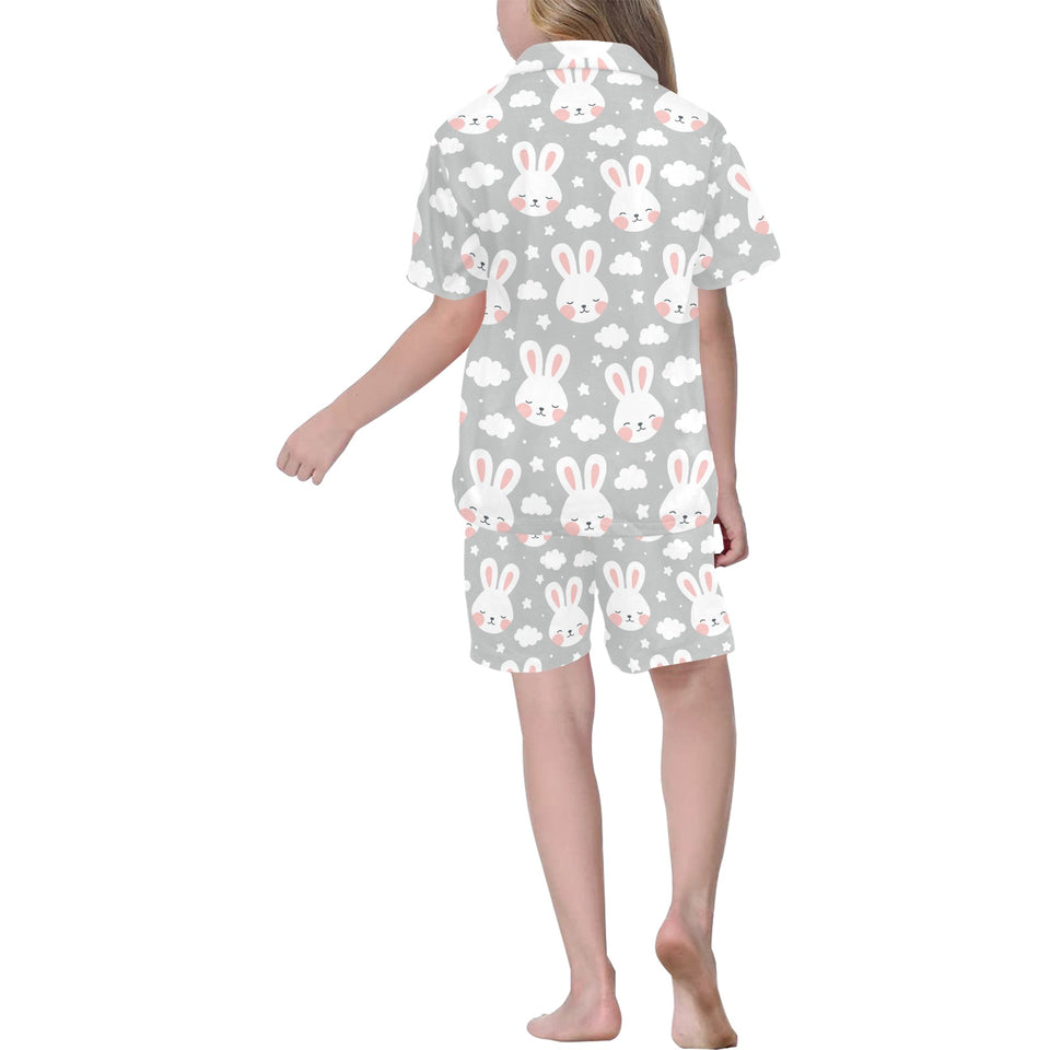 Rabbit cloud Pattern Kids' Boys' Girls' V-Neck Short Pajama Set