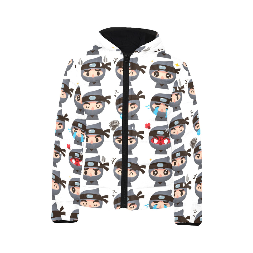 Cute ninja design pattern Kids' Boys' Girls' Padded Hooded Jacket