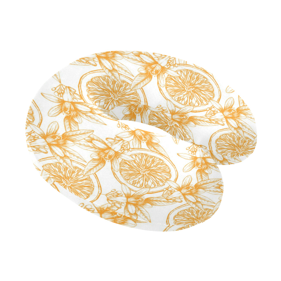 hand drawn orange fruit pattern U-Shaped Travel Neck Pillow