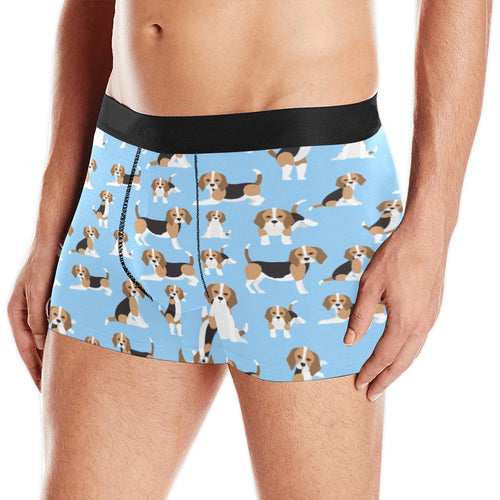 Beagle dog blue background pattern Men's All Over Print Boxer Briefs Men's Underwear