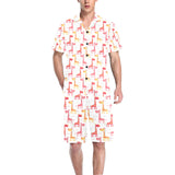 Giraffe Pattern Print Design 03 Men's V-Neck Short Pajama Set