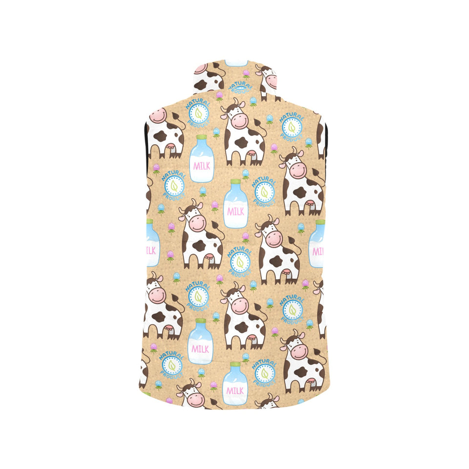 Cow bottle of milk pattern Women's Padded Vest