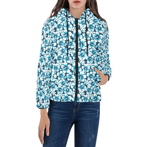 Hibiscus Pattern Print Design 04 Women's Padded Hooded Jacket