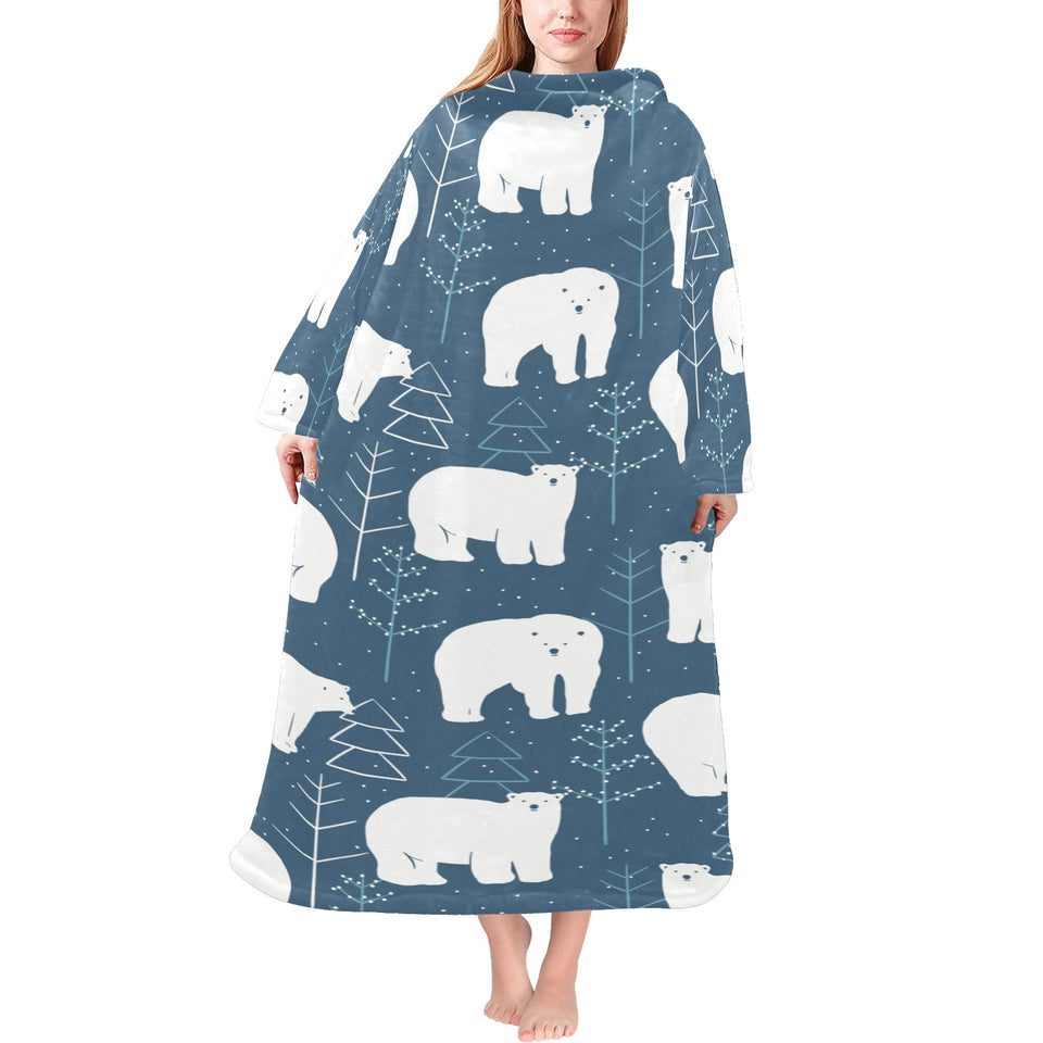 polar bear mother her child pattern Blanket Robe with Sleeves
