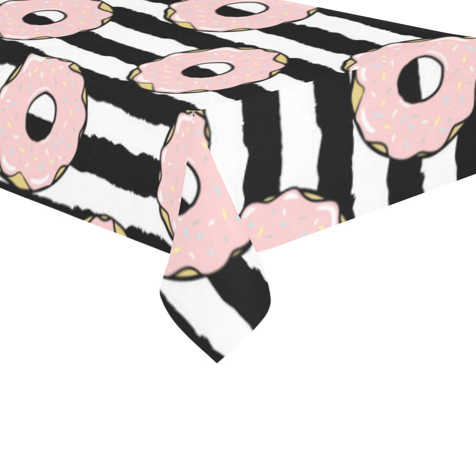 Donuts pink icing striped pattern Tablecloth