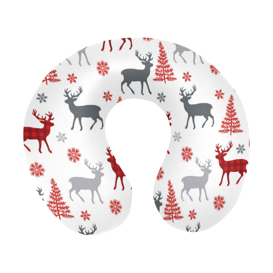 Deer tree snowflakes chrismas pattern U-Shaped Travel Neck Pillow