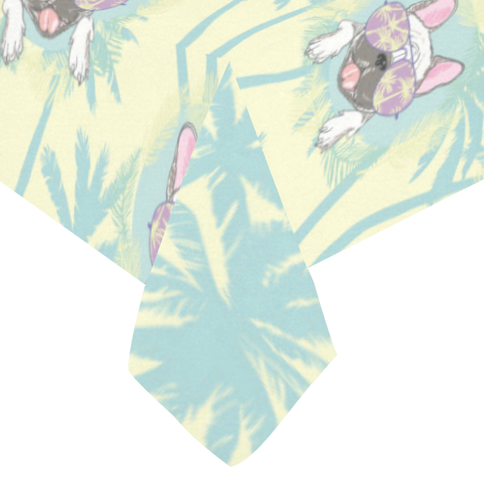 French bulldog hawaii blackground Tablecloth