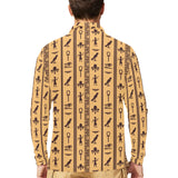 Egypt Hieroglyphics Pattern Print Design 02 Men's Long Sleeve Polo Shirt