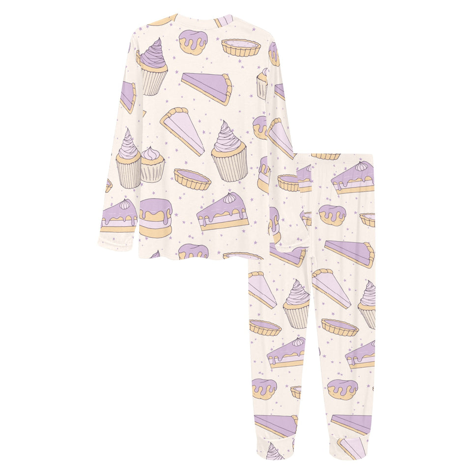 Cakes pies tarts muffins and eclairs purple bluebe Women's All Over Print Pajama Set