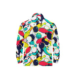 watercolor bowling ball pins Men's Long Sleeve Polo Shirt