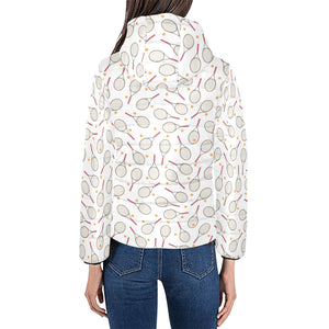 Tennis Pattern Print Design 04 Women's Padded Hooded Jacket