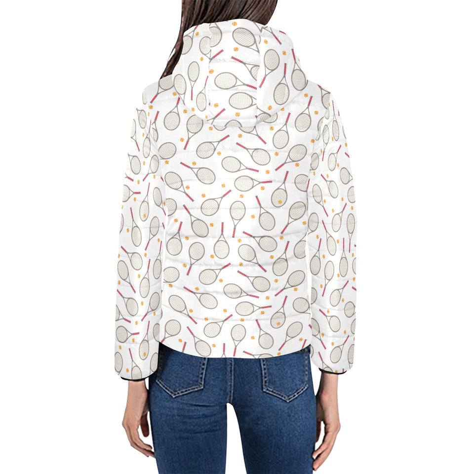 Tennis Pattern Print Design 04 Women's Padded Hooded Jacket